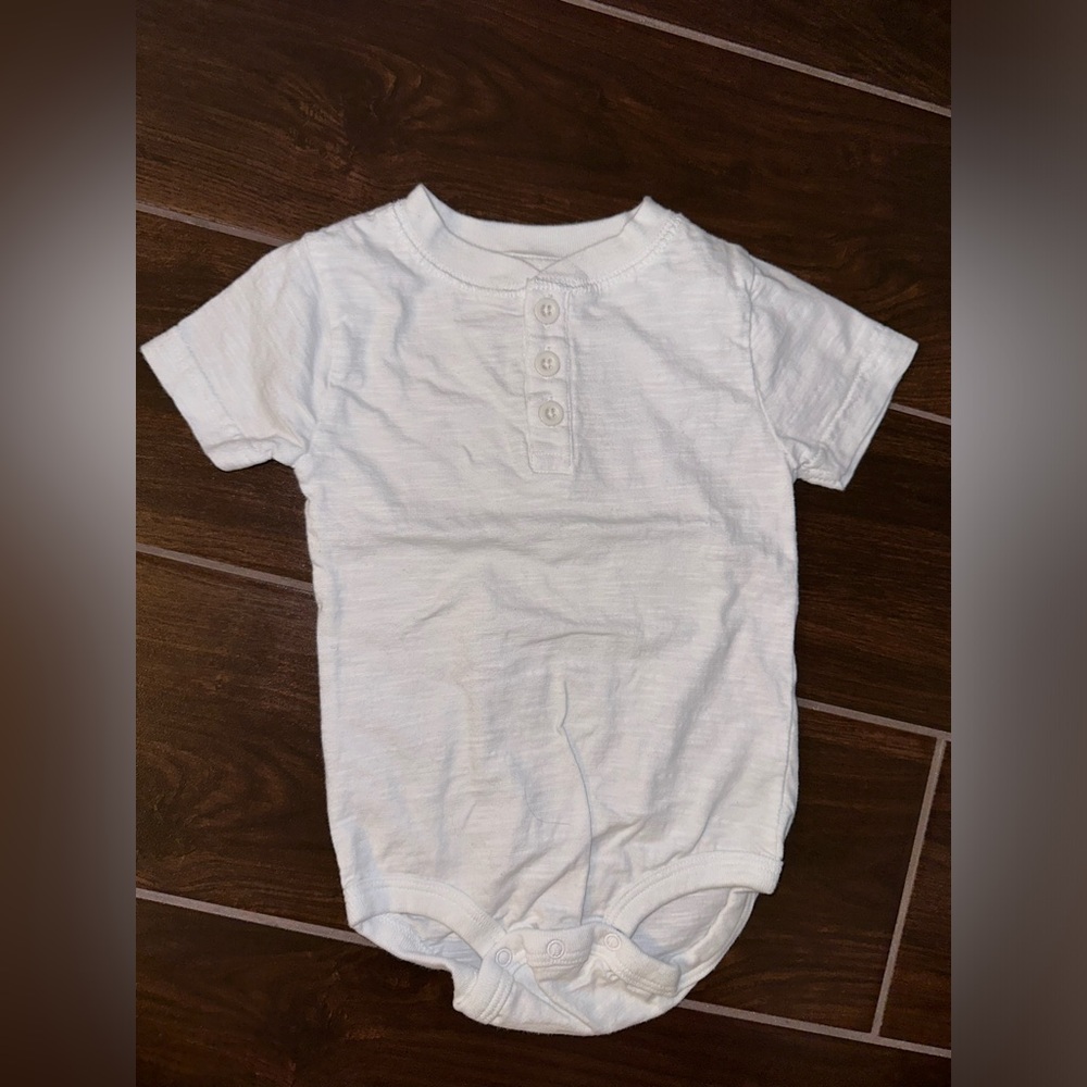 White onesie with buttons